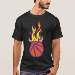ballon basketball flamme fire flame cartoon dessin tシャツ