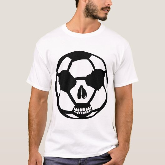 ballon foot tete de mort skull football soccer tシャツ (正面)