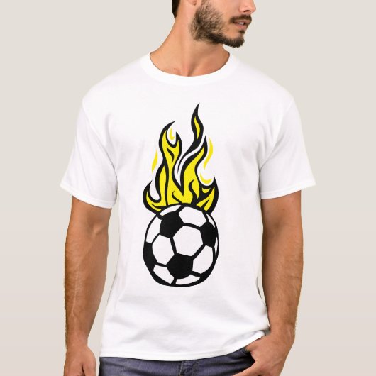 ballon football soccer flamme fire flame cartoon d tシャツ (正面)