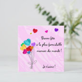 Ballons cœurs papier - Bonne fête maman カード (スタンド正面)