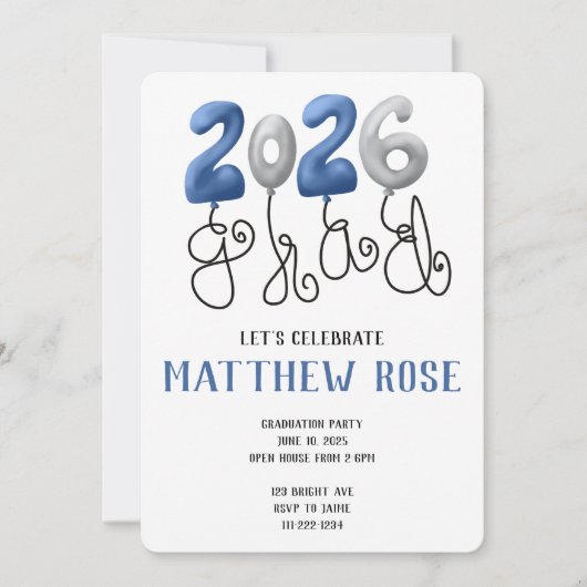 Balloon 2026 Grad Invitation 招待状 (正面)