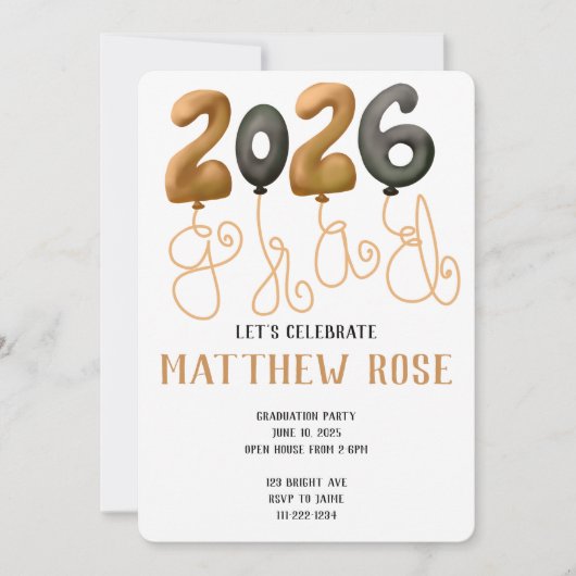 Balloon 2026 Grad Invitation 招待状 (正面)
