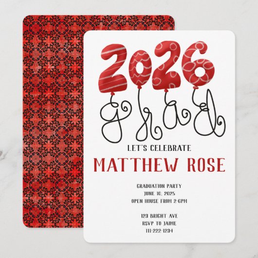 Balloon 2026 Grad Invitation 招待状 (正面/裏面)