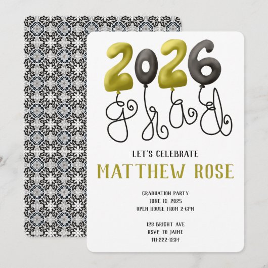 Balloon 2026 Grad Invitation 招待状 (正面/裏面)