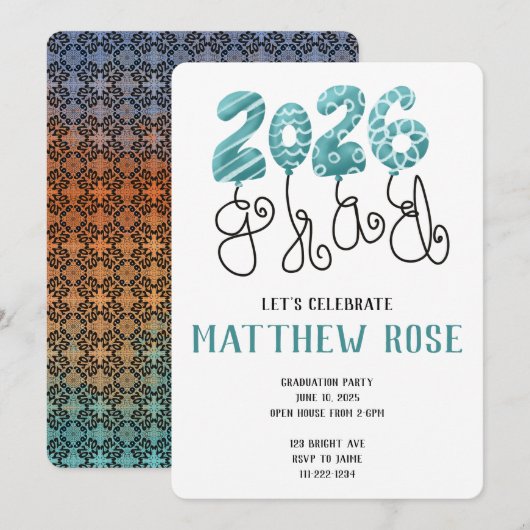 Balloon 2026 Grad Invitation 招待状 (正面/裏面)