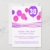 Balloon 30th THREEOH！フォト誕生日招待状 招待状 (裏面)