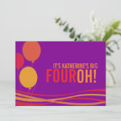 Balloon 40th FOUROH！フォト誕生日招待状 招待状 (スタンド正面)