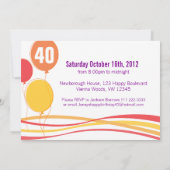 Balloon 40th FOUROH！フォト誕生日招待状 招待状 (裏面)