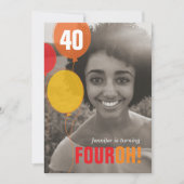 Balloon 40th FOUROH！フォト誕生日招待状 招待状 (正面)