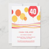 Balloon 40th FOUROH！フォト誕生日招待状 招待状 (裏面)