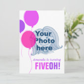 Balloon 50th FIVEOH!フォト誕生日招待状 招待状 (スタンド正面)