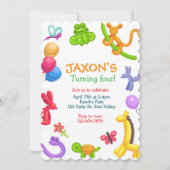 Balloon Animal Birthday Invitation, Balloon Twisti 招待状 (正面)