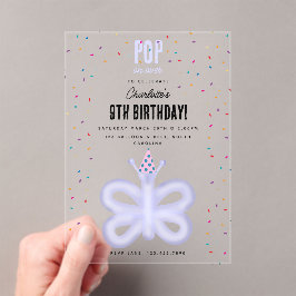 Balloon Animals Butterfly Kids Birthday Party アクリル招待状