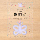 Balloon Animals Butterfly Kids Birthday Party アクリル招待状 (正面)