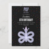 Balloon Animals Butterfly Kids Birthday Party 招待状 (正面)