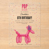 Balloon Animals Dog Kids Birthday Party Theme アクリル招待状 (正面)