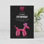 Balloon Animals Dog Kids Birthday Party Theme 招待状 (スタンド正面)