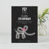 Balloon Animals Elephant Kids Birthday Party Theme 招待状 (スタンド正面)