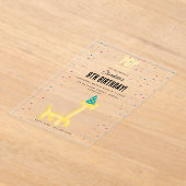 Balloon Animals Giraffe Kids Birthday Party Theme アクリル招待状 (レイダウン)