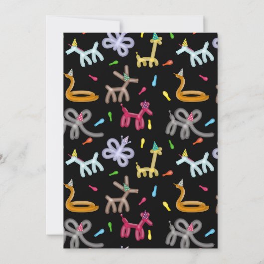 Balloon Animals Giraffe Kids Birthday Party Theme 招待状 (裏面)