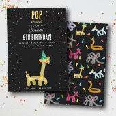 Balloon Animals Giraffe Kids Birthday Party Theme 招待状