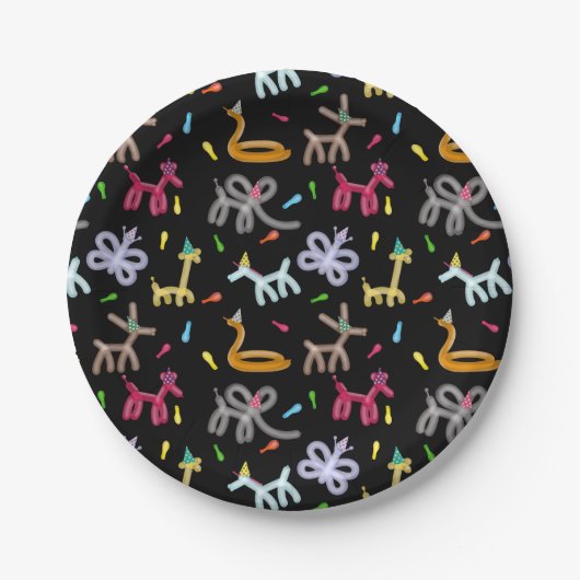 Balloon Animals Kids Birthday Party Theme ペーパープレート (正面)