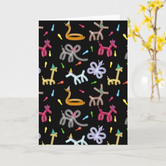 Balloon Animals Kids Party Theme カード (黄色い花)