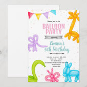 Balloon Animals party invitation 招待状 (正面/裏面)