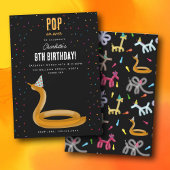 Balloon Animals Snake Kids Birthday Party Theme 招待状