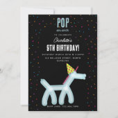 Balloon Animals Unicorn Kids Birthday Party Theme 招待状 (正面)