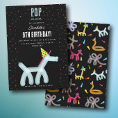 Balloon Animals Unicorn Kids Birthday Party Theme 招待状