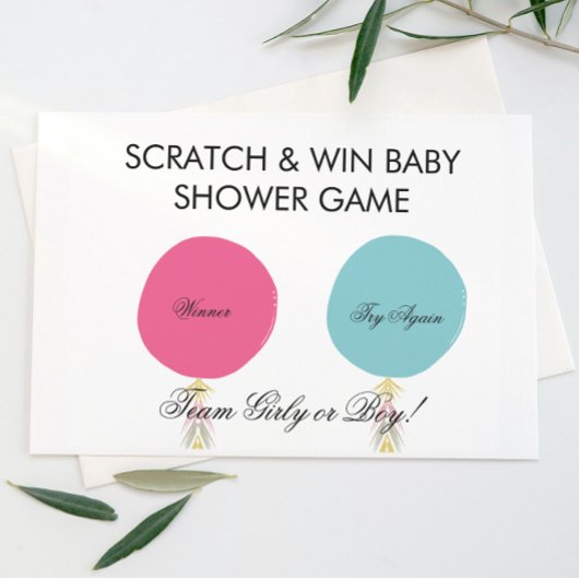Balloon Baby Gender Reveal DIY Scratch Card 案内ポストカード