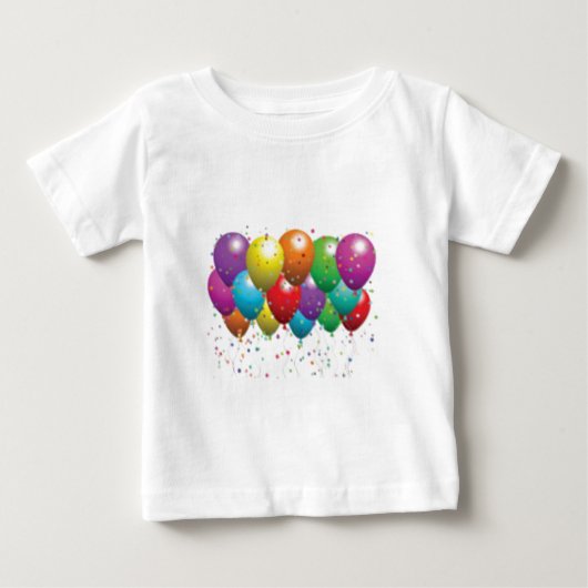 balloon_birthday_card_カスタマイズ-r11e61ed9b9074290b ベビーTシャツ (正面)