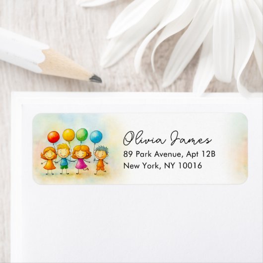  Balloon Buddies Bash Boy 1st Birthday ラベル (インサイチュ)