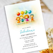 Balloon Buddies Bash – Fun 1st Birthday for boy 招待状