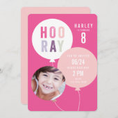 Balloon bunch kids photo birthday招待状 招待状 (正面/裏面)