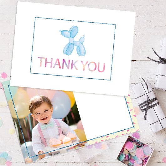 Balloon Dog Thank You Photo 子供へ Card 招待状