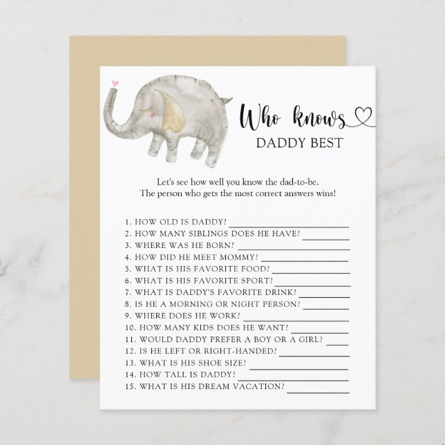 Balloon Elephant – 誰がDADDYゲームを知っ最高のている (正面/裏面)