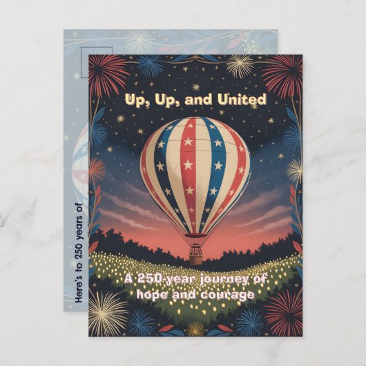 Balloon Fireworks 1776–2026 Backyard Party Invite! ポストカード (正面/裏面)