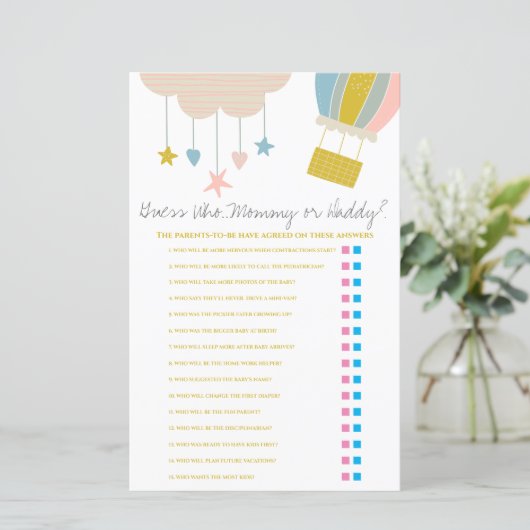 Balloon Guess誰、ママまたはパパの赤ちゃんシャワーゲーム (スタンド正面)