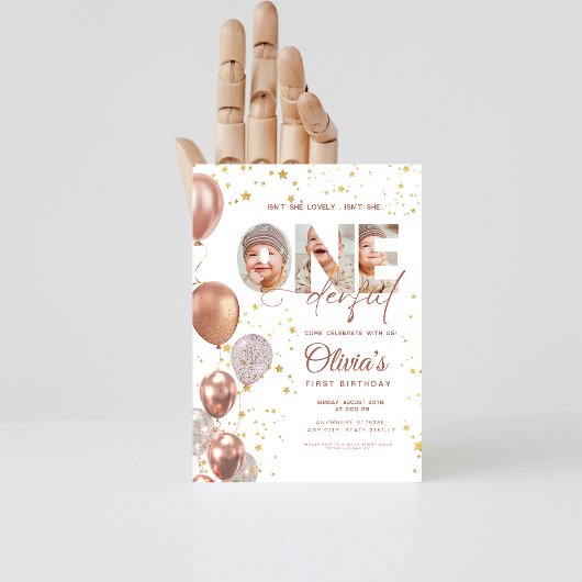 Balloon Is She Onederful 1st Birthday 3写真 招待状