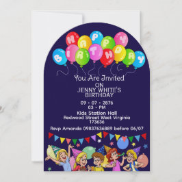 Balloon Kids Birthday Invitation 招待状