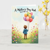 Balloon Mothers Day Gift Card カード (黄色い花)