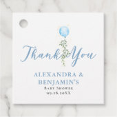 Balloon Soft Greenery Dusty Blue Boy Baby Shower フェイバータグ (正面)