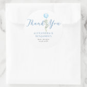 Balloon Soft Greenery Dusty Blue Boy Baby Shower ラウンドシール (バッグ)