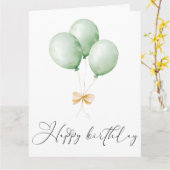 Balloons and Bow Happy Birthday Greeting Card カード (黄色い花)
