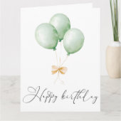 Balloons and Bow Happy Birthday Greeting Card カード (正面)