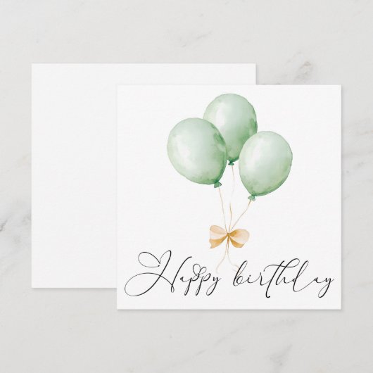 Balloons and Bow Happy Birthday Greeting Card カード (正面/裏面)