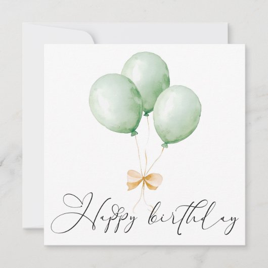 Balloons and Bow Happy Birthday Greeting Card カード (正面)