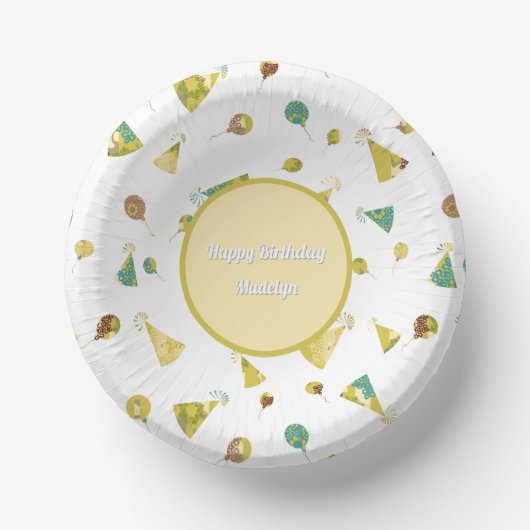 Balloons and Party Hats Silhouette Pattern ペーパーボウル (正面)